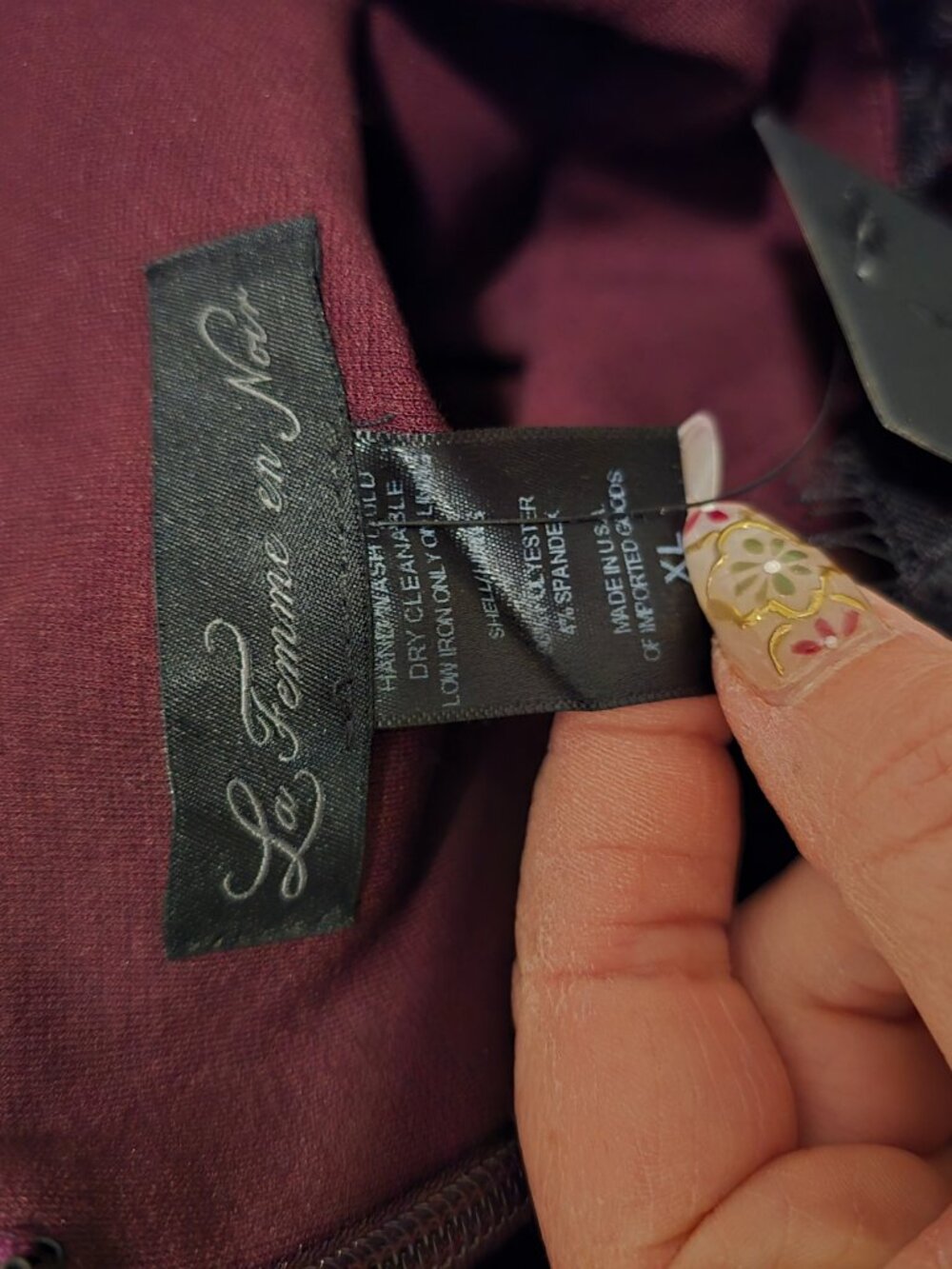 NWT La Femme en Noir Burgundy Velvet Midi Dress XL Lace Gothic Holiday Cocktail - Picture 5 of 7